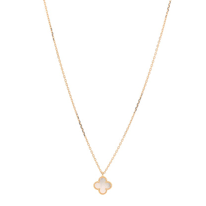 Van Cleef & Arpels 18K Yellow Gold Mother of Pearl Sweet Alhambra Pendant Necklace 1 of 7