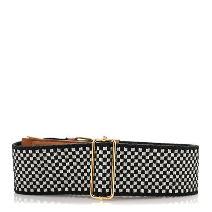 Fendi Ribbon Vitello King Logo Embossed Gingham Woven Adjustable Strap You Panna Black Cuoio 2 of 9
