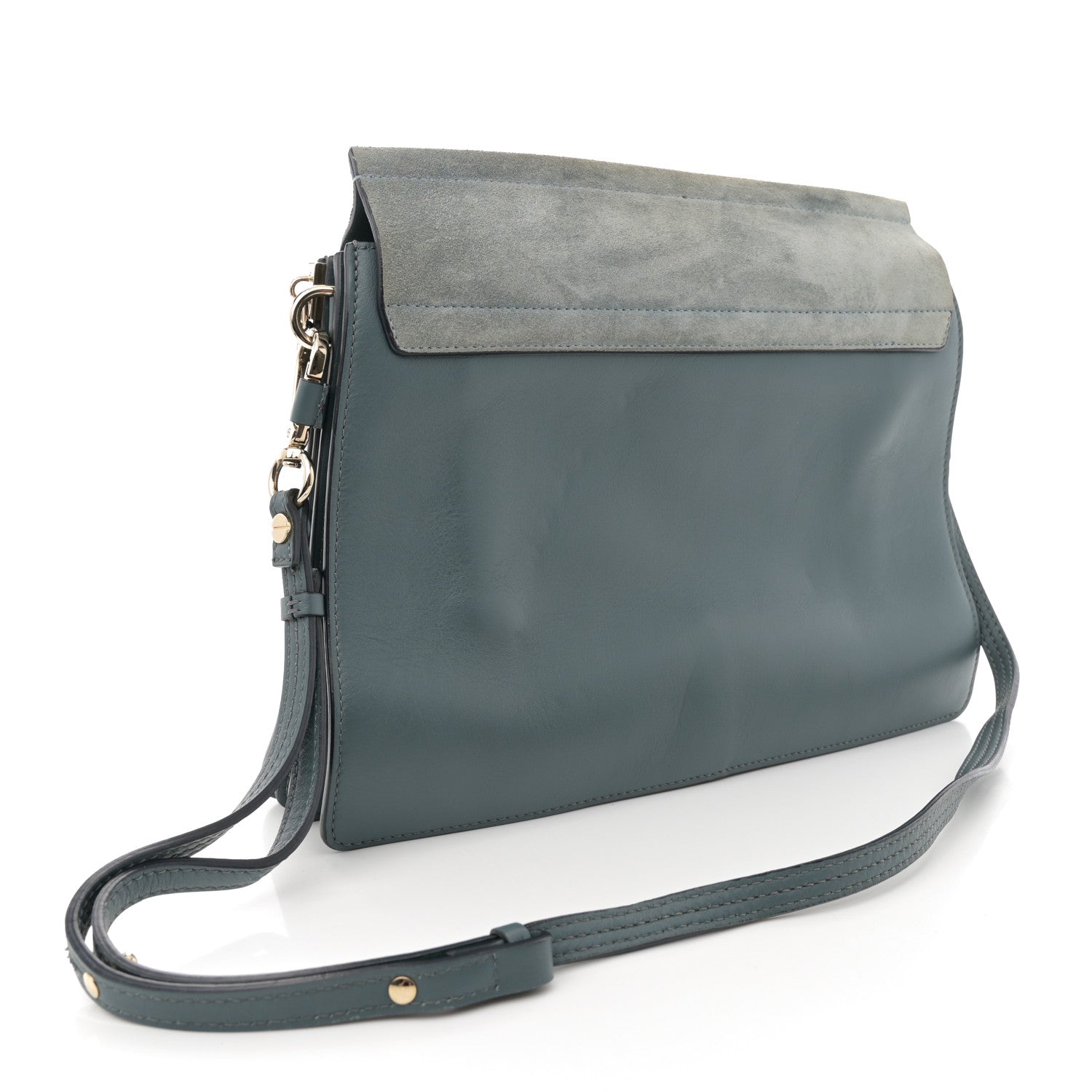 Chloe Calfskin Suede Medium Faye Shoulder Bag Ash Blue 3 of 15