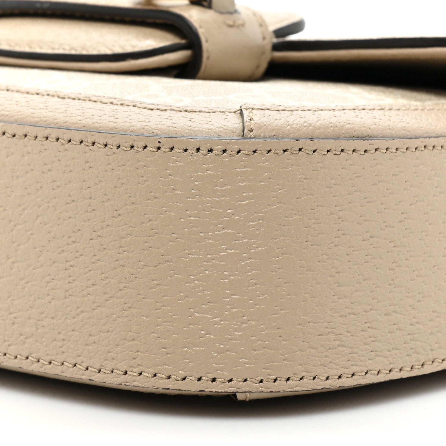 Gucci GG Supreme Monogram Textured Dollar Calfskin Web Mini Horsebit 1955 Shoulder Bag Beige Mystic White Oatmeal 8 of 9