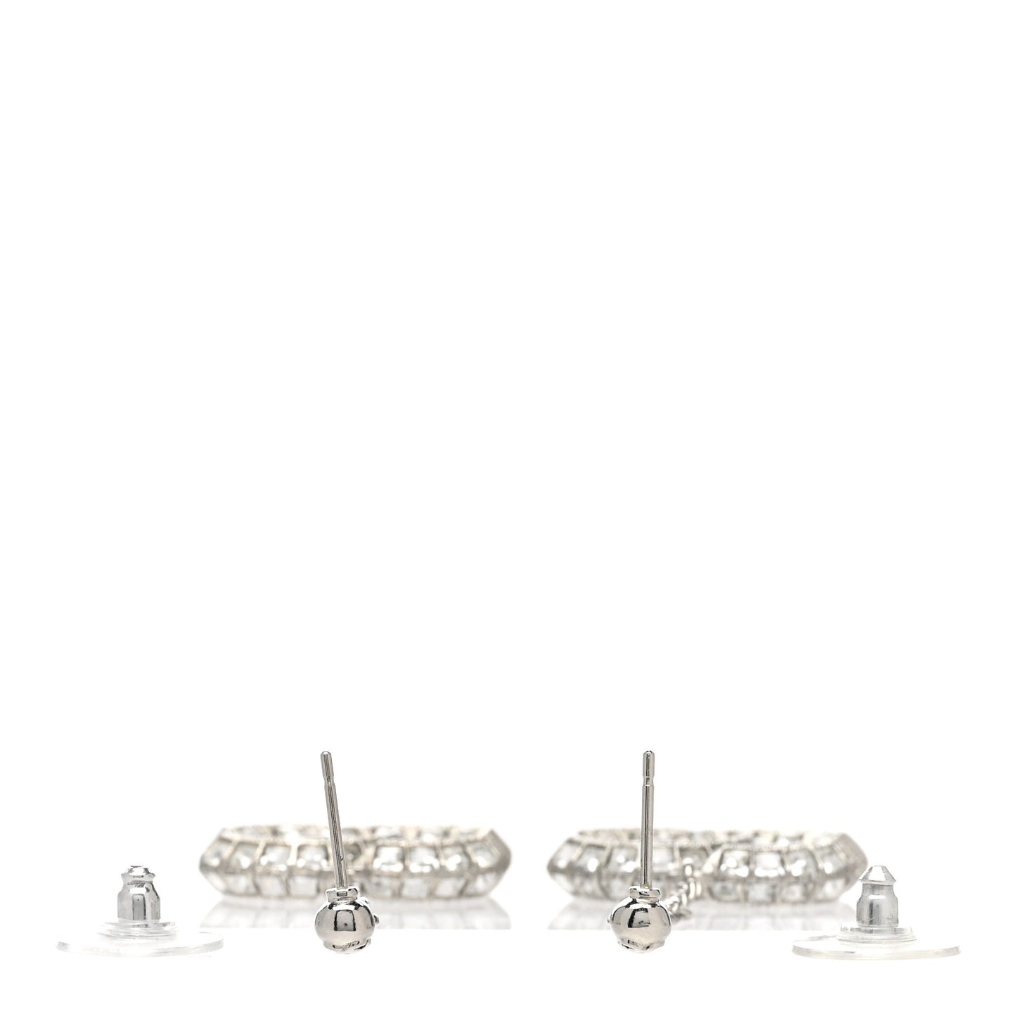 Baguette Crystal CC Drop Earrings Silver