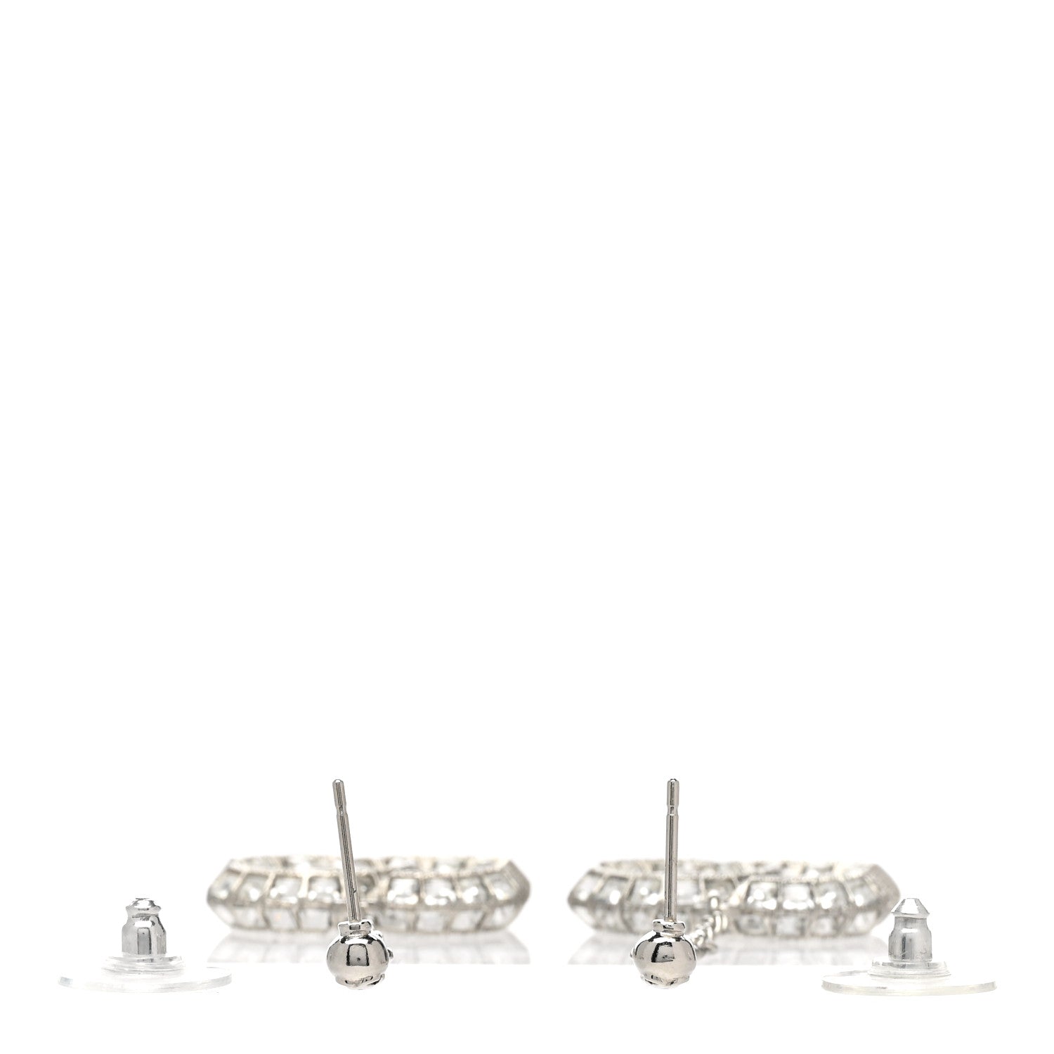 Chanel Baguette Crystal CC Drop Earrings Silver 3 of 4