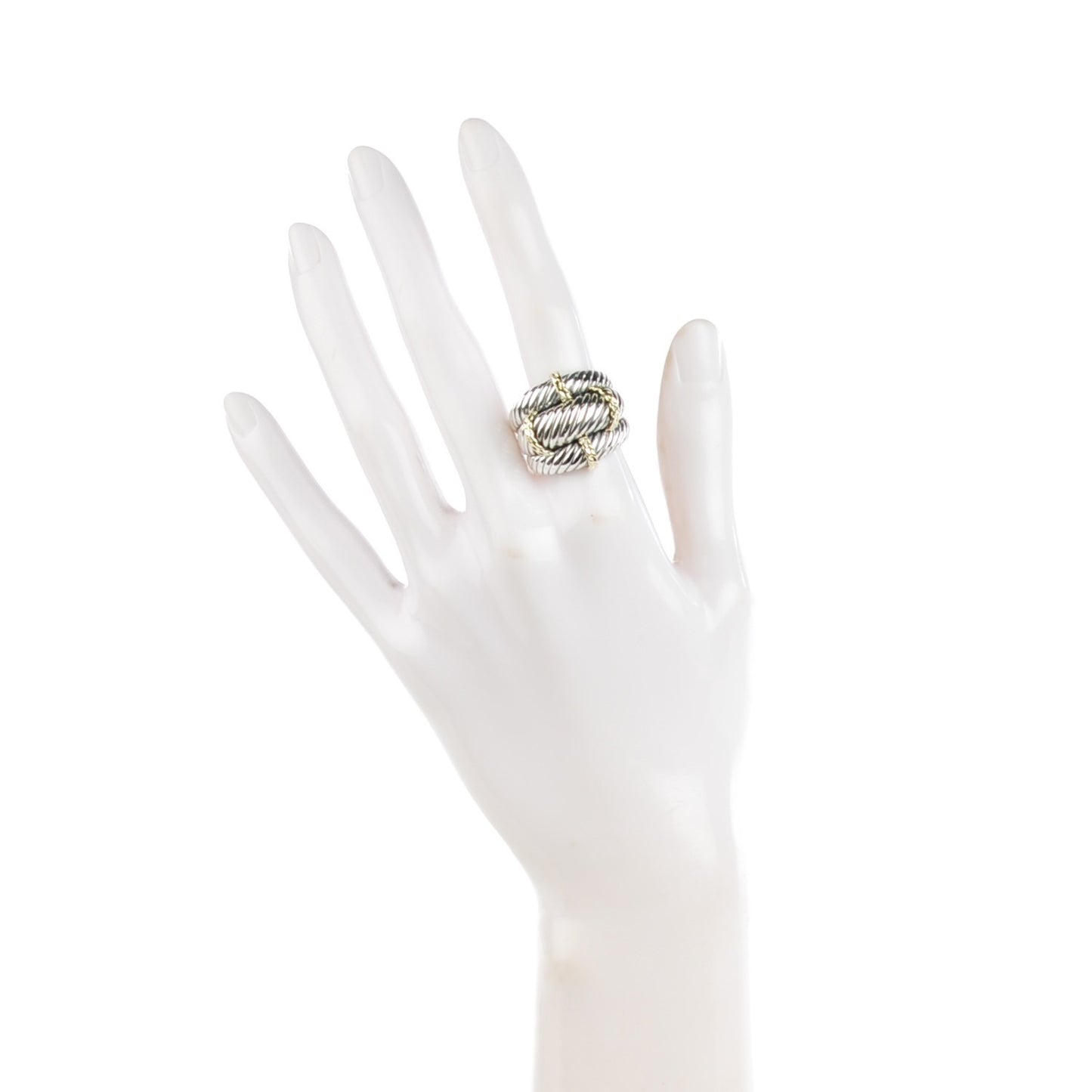Sterling Silver 14K Yellow Gold 27mm Cable Ring 55 7.25