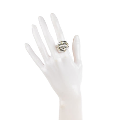 David Yurman Sterling Silver 14K Yellow Gold 27mm Cable Ring 55 7.25 2 of 5
