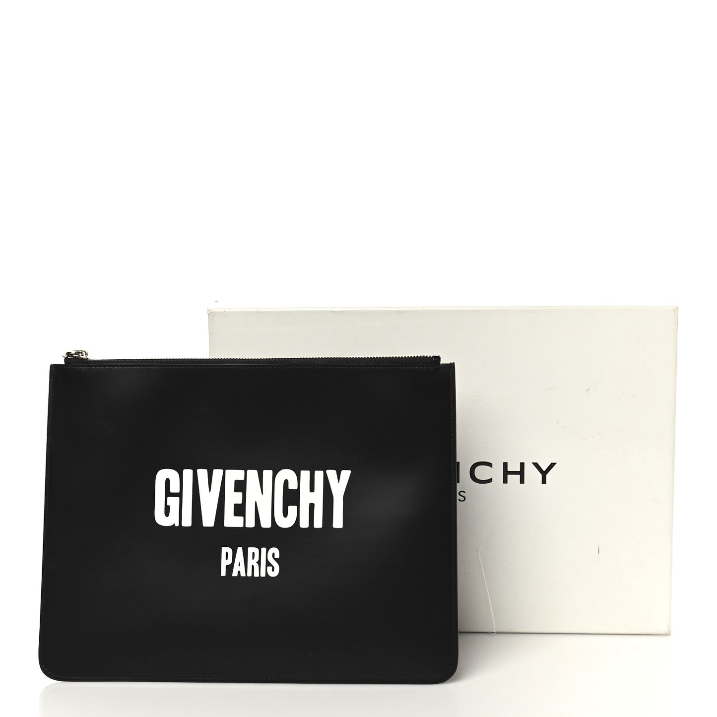 Calfskin Medium Logo Pouch Black