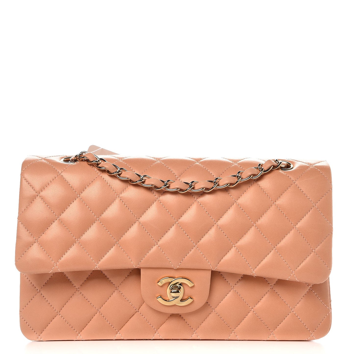 Lambskin Quilted Medium Double Flap Orange