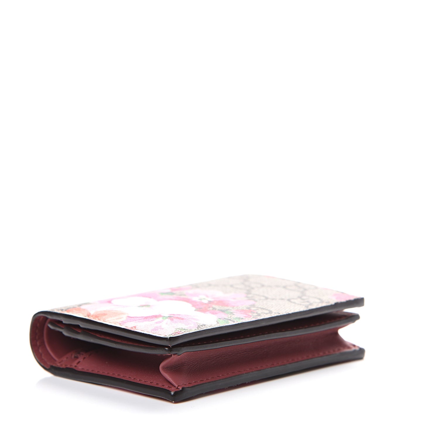 GG Supreme Monogram Blooms Card Case Wallet Beige Multicolor Dry Rose