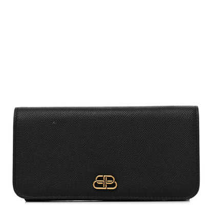 Balenciaga Grained Calfskin BB Thin Money Wallet Black 1 of 14