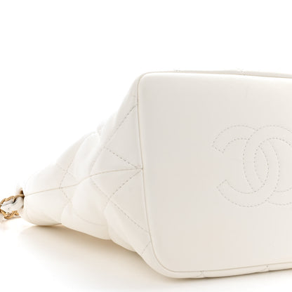 Chanel Lambskin Plexiglass Quilted Coco Love Bucket Bag White 9 of 11