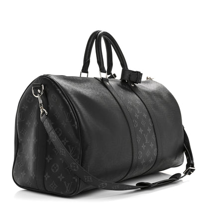 Louis Vuitton Taiga Monogram Eclipse Keepall Bandouliere 50 Black 2 of 14