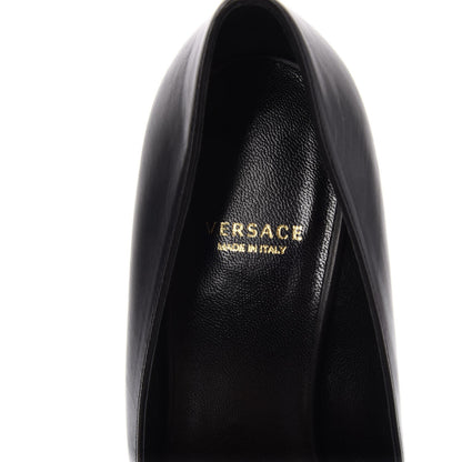 Versace Calfskin Palazzo Kitten Pumps 39.5 Black 10 of 12