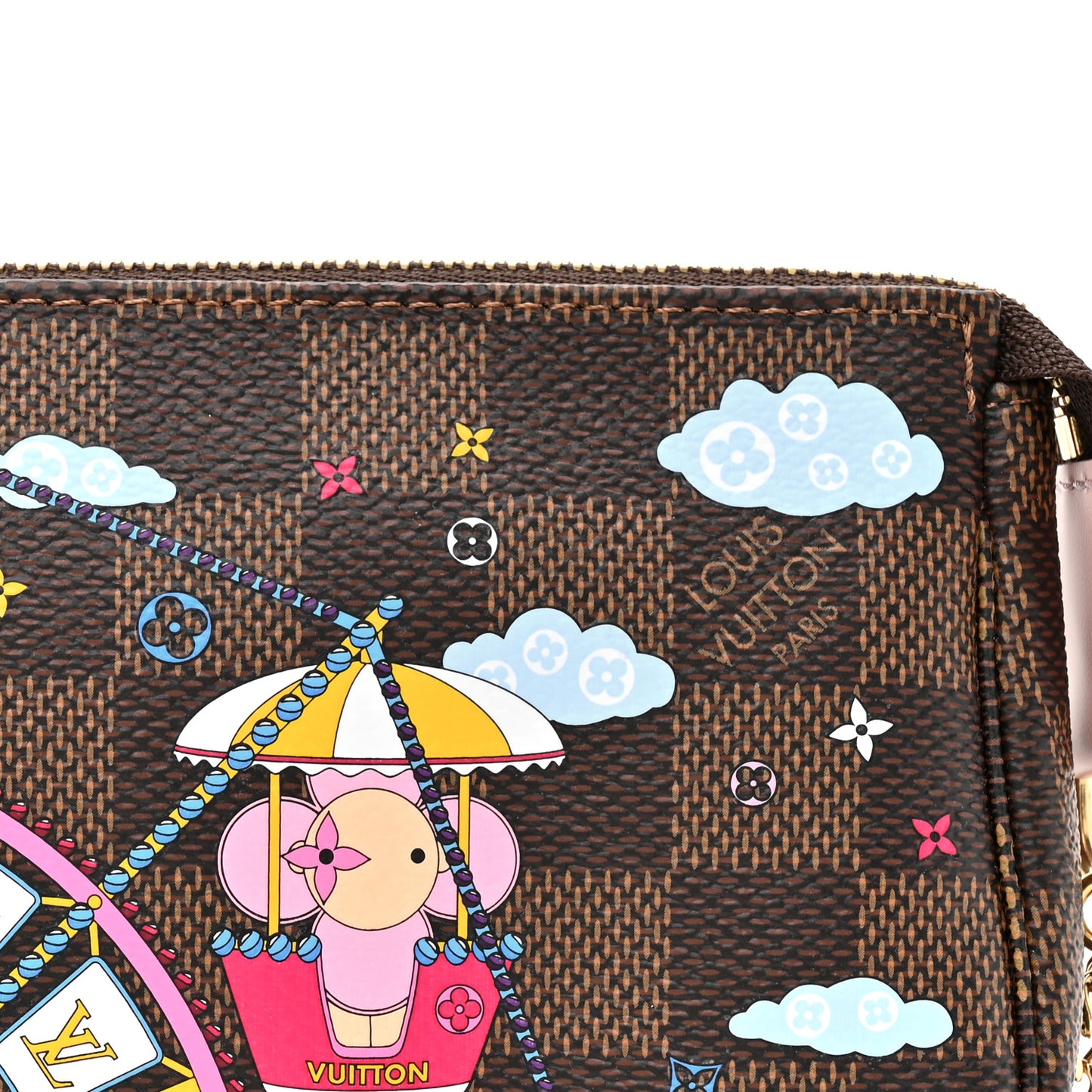 Damier Ebene 2020 Christmas Animation Big Wheel Mini Pochette Accessories Rose Ballerine
