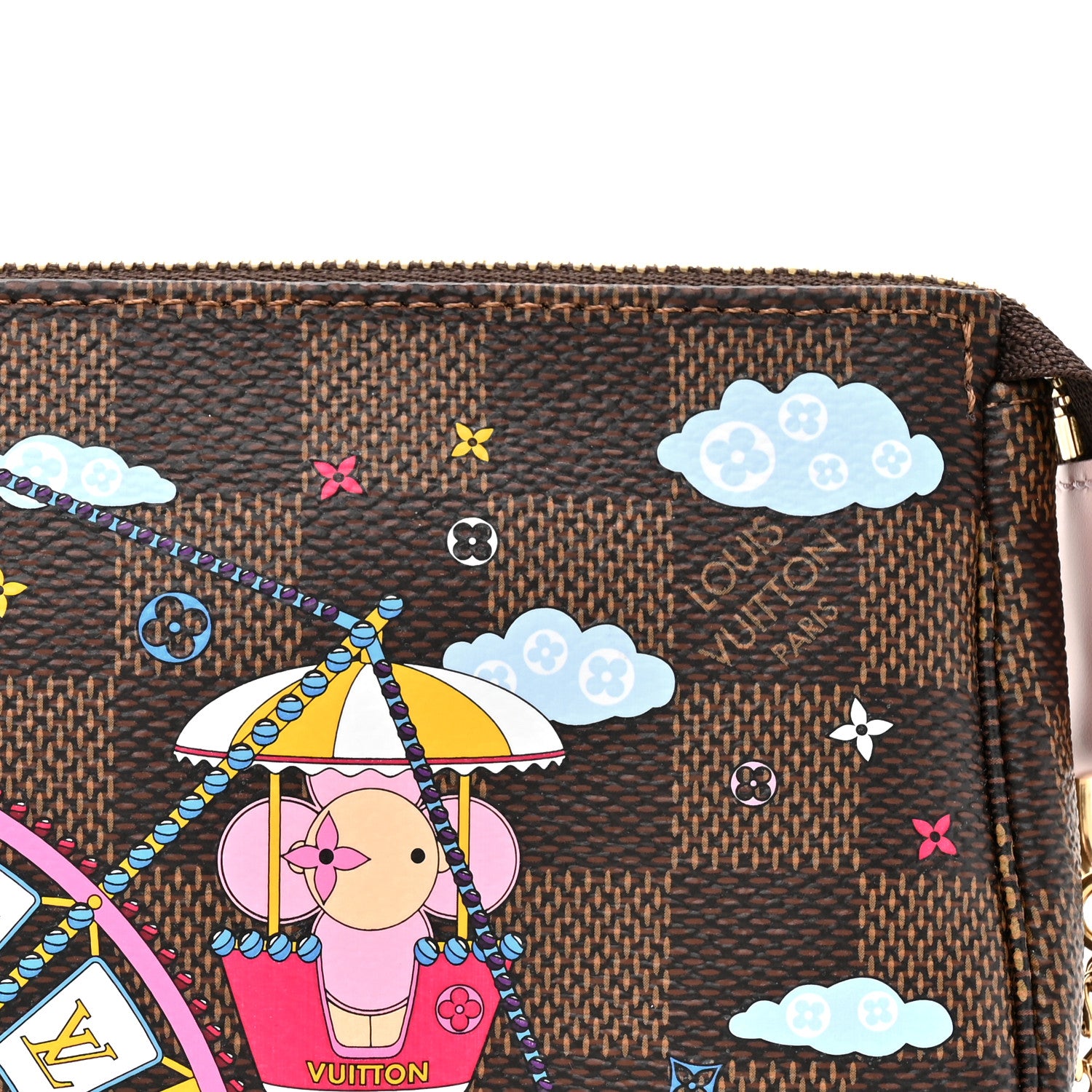 Louis Vuitton Damier Ebene 2020 Christmas Animation Big Wheel Mini Pochette Accessories Rose Ballerine 8 of 11