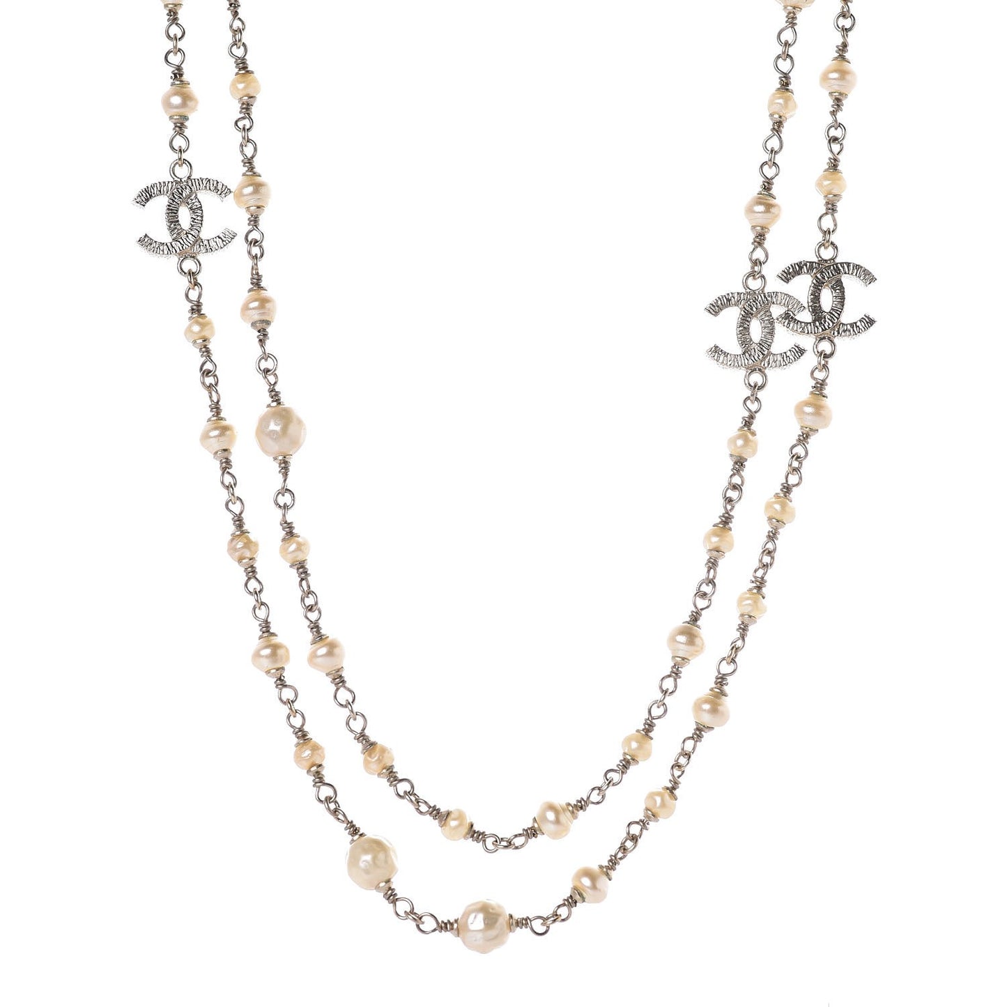 Pearl CC Long Necklace Gold