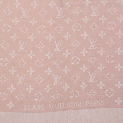Louis Vuitton Silk Wool Monogram Denim Shawl Rose 4 of 5