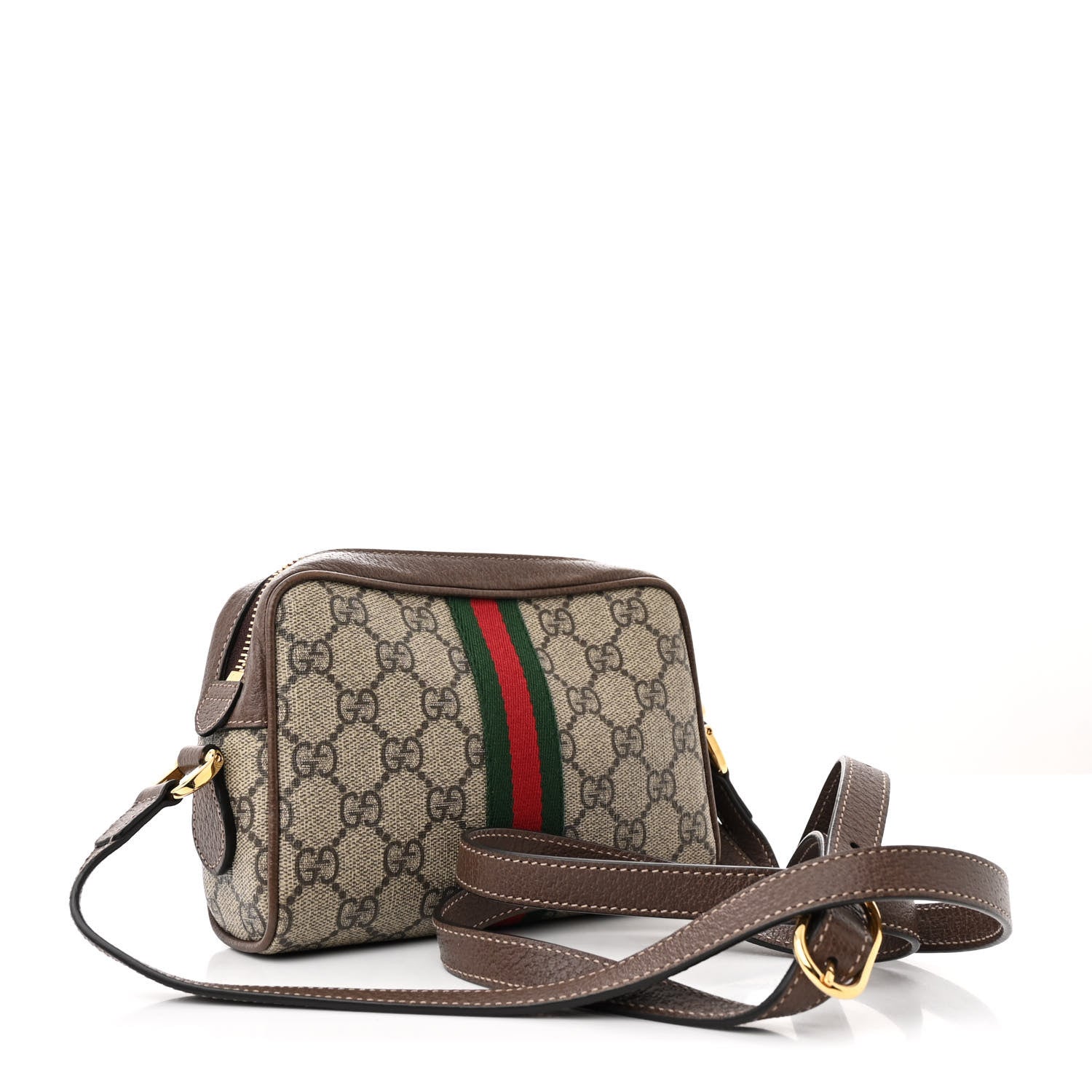 Gucci GG Supreme Monogram Web Mini Ophidia Shoulder Bag Brown 3 of 11