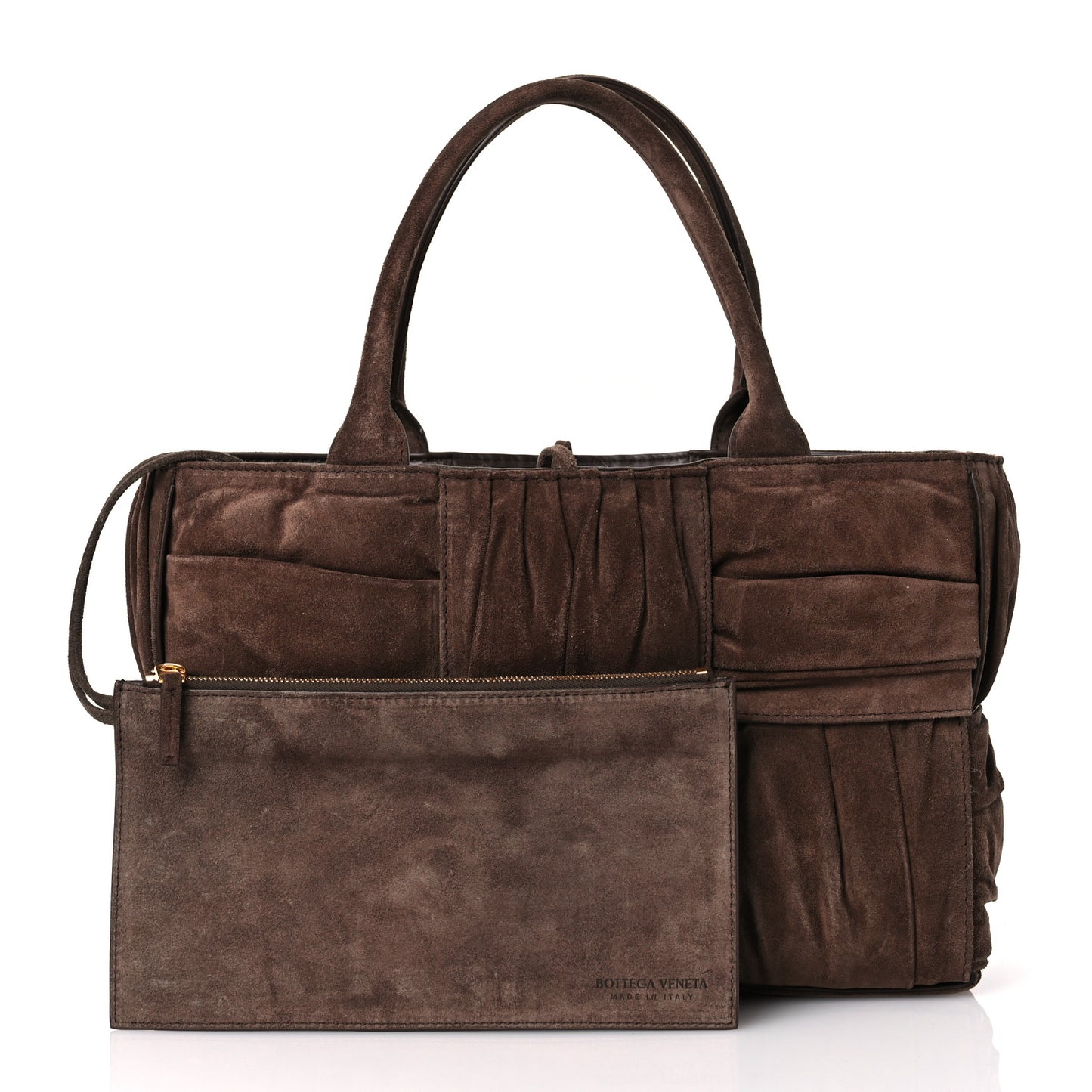 Suede Foulard Intrecciato Small Arco Tote Brownie