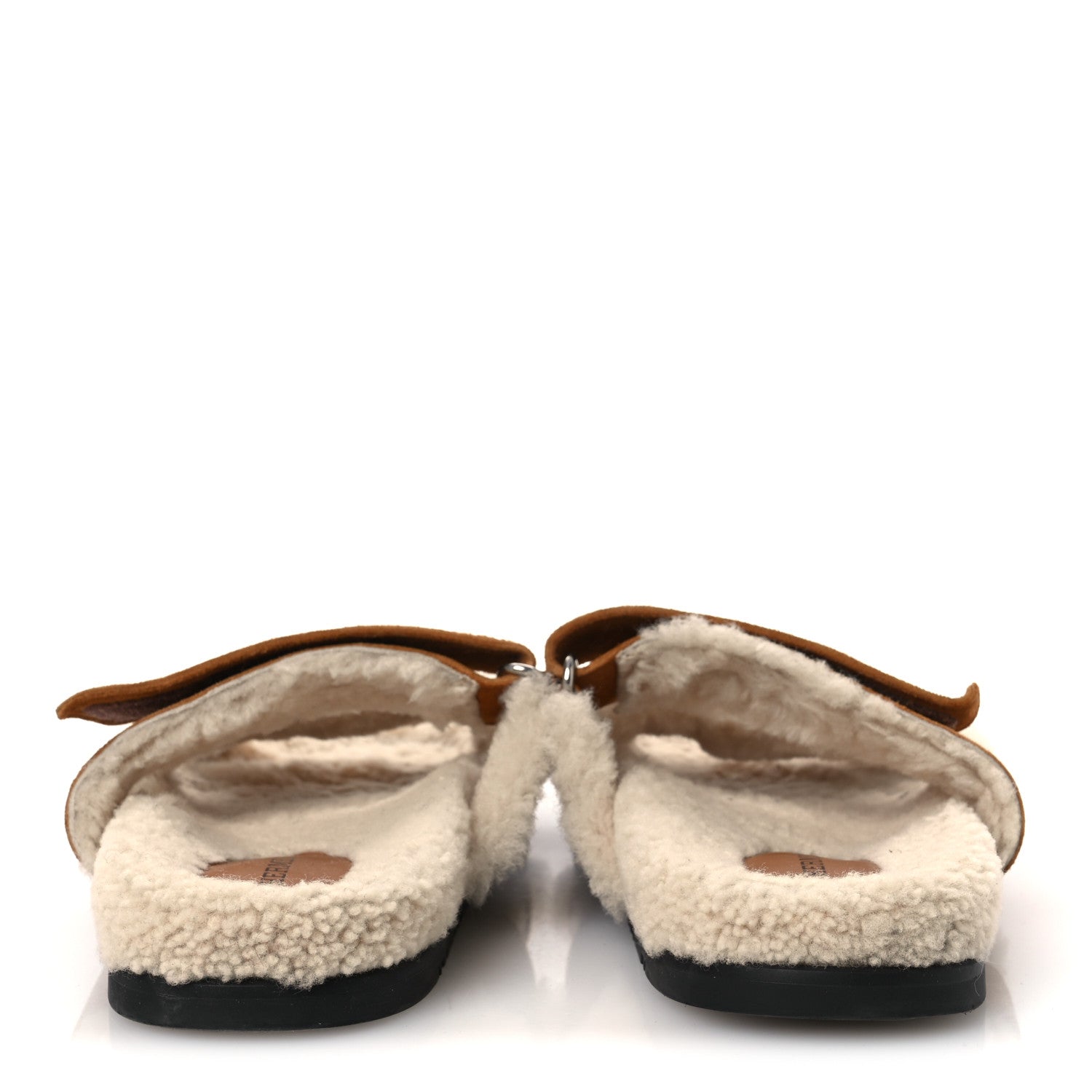 Hermes Suede Goatskin Woolskin Womens Chypre Sandals 36.5 Naturel Ecru 6 of 11
