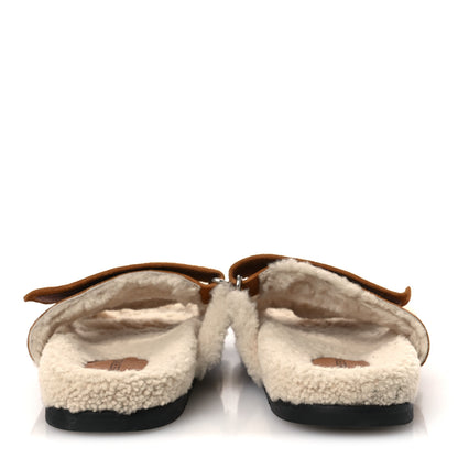 Hermes Suede Goatskin Woolskin Womens Chypre Sandals 36.5 Naturel Ecru 6 of 11