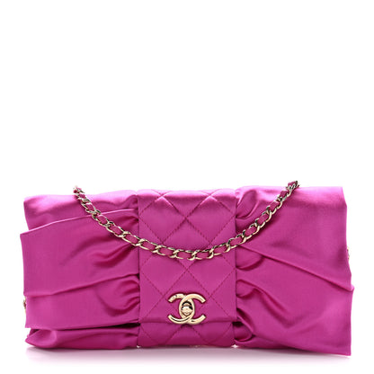 Chanel Satin Tie My Bow Flap Clutch With Chain Dark Pink 1 of 11