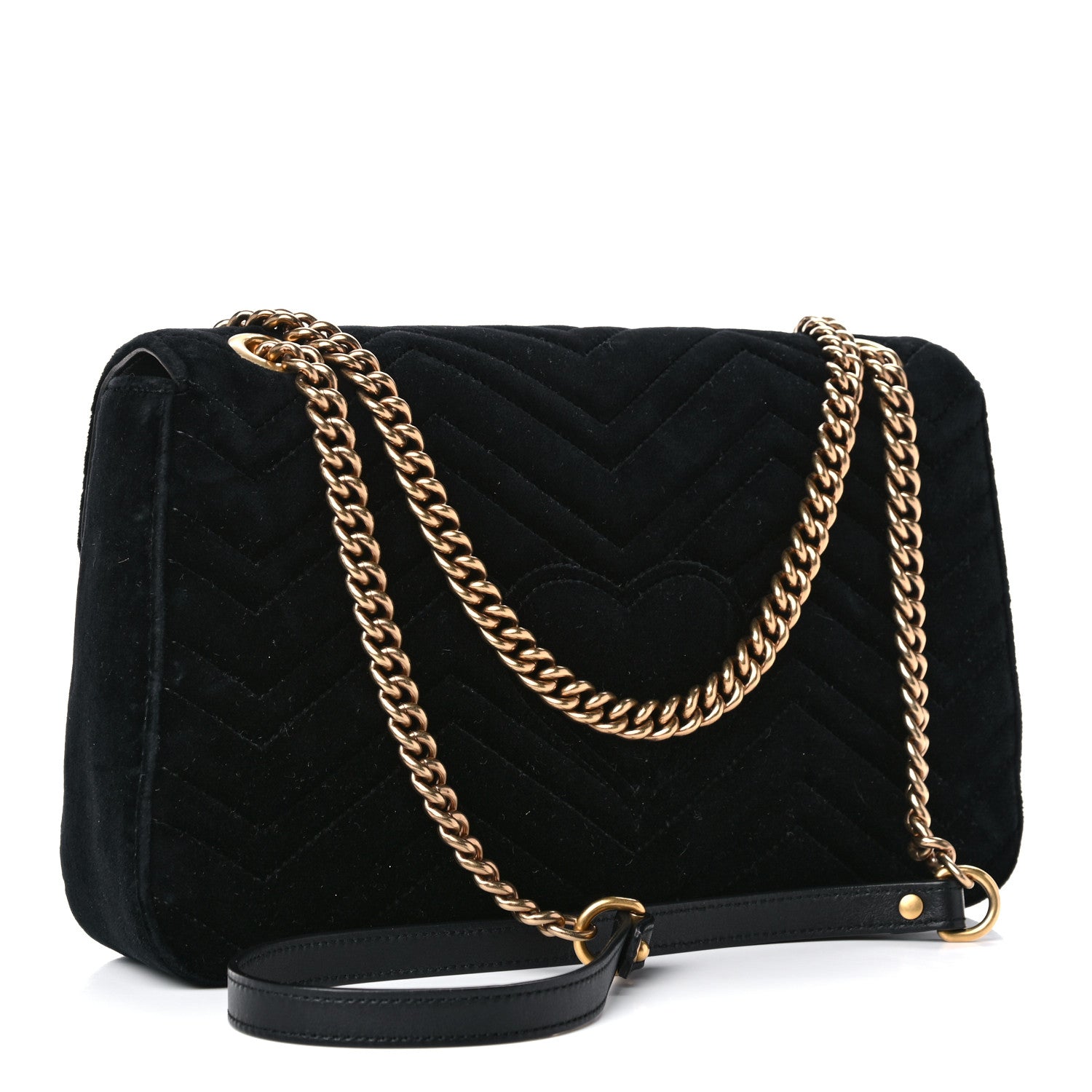 Gucci Velvet Matelasse Loved Embroidered Medium GG Marmont Shoulder Bag Black 4 of 17