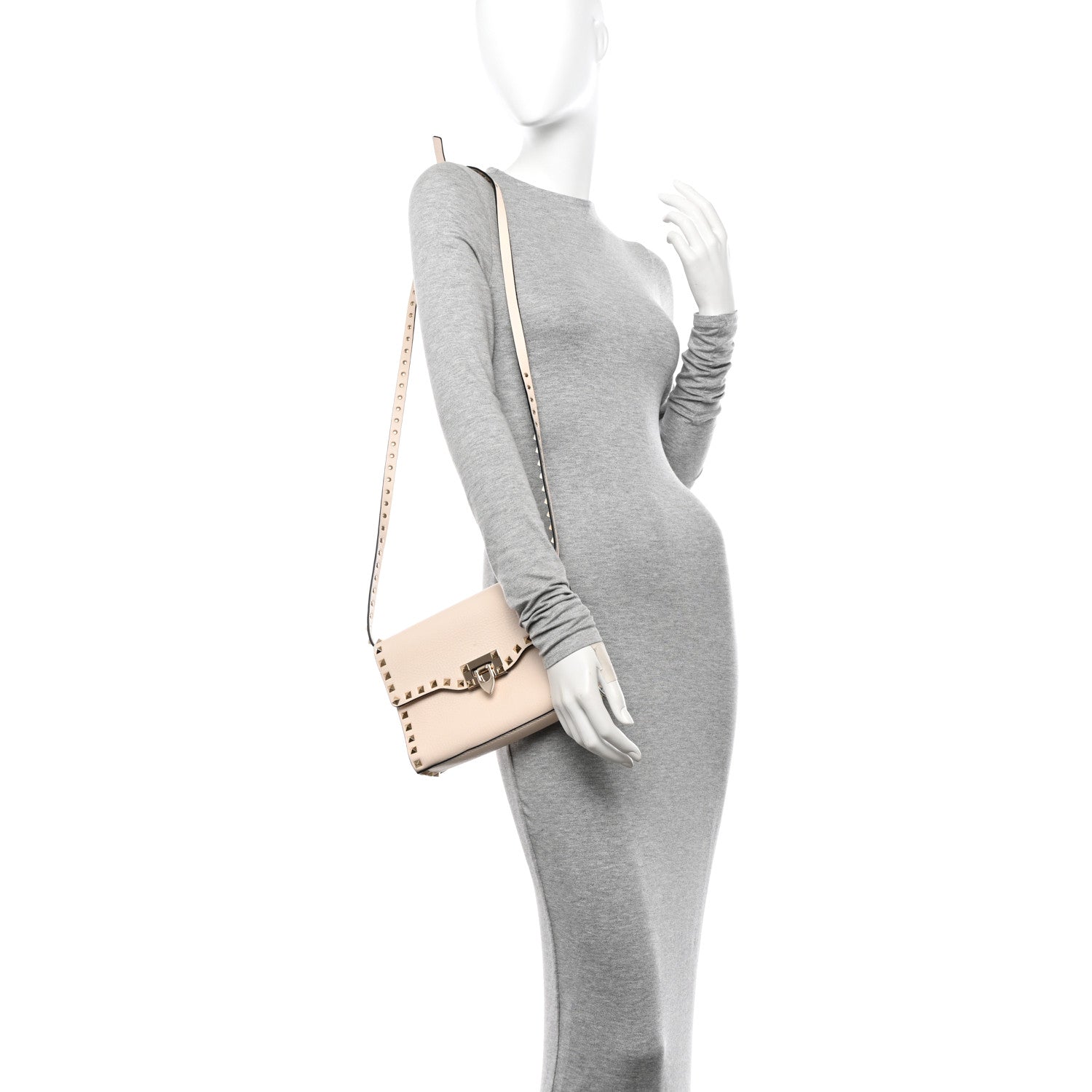 Valentino Garavani Vitello Medium Rockstud Flip Lock Crossbody Bag Light Ivory 2 of 10