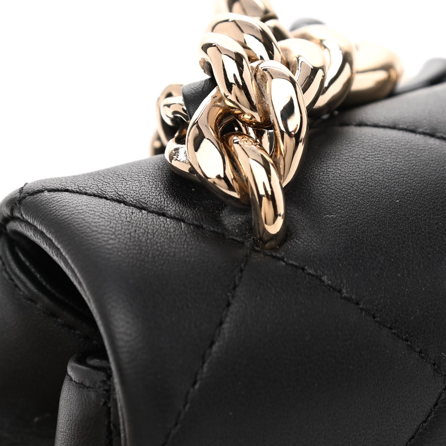 Lambskin Quilted Resin Bi-Color Chain Flap Bag Black