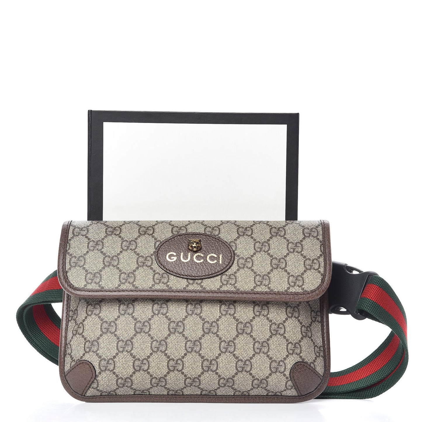 GG Supreme Monogram Neo Vintage Web Belt Bag Brown