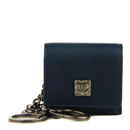 Chanel Deerskin Mini Key Chain Charm Dark Blue 1 of 8
