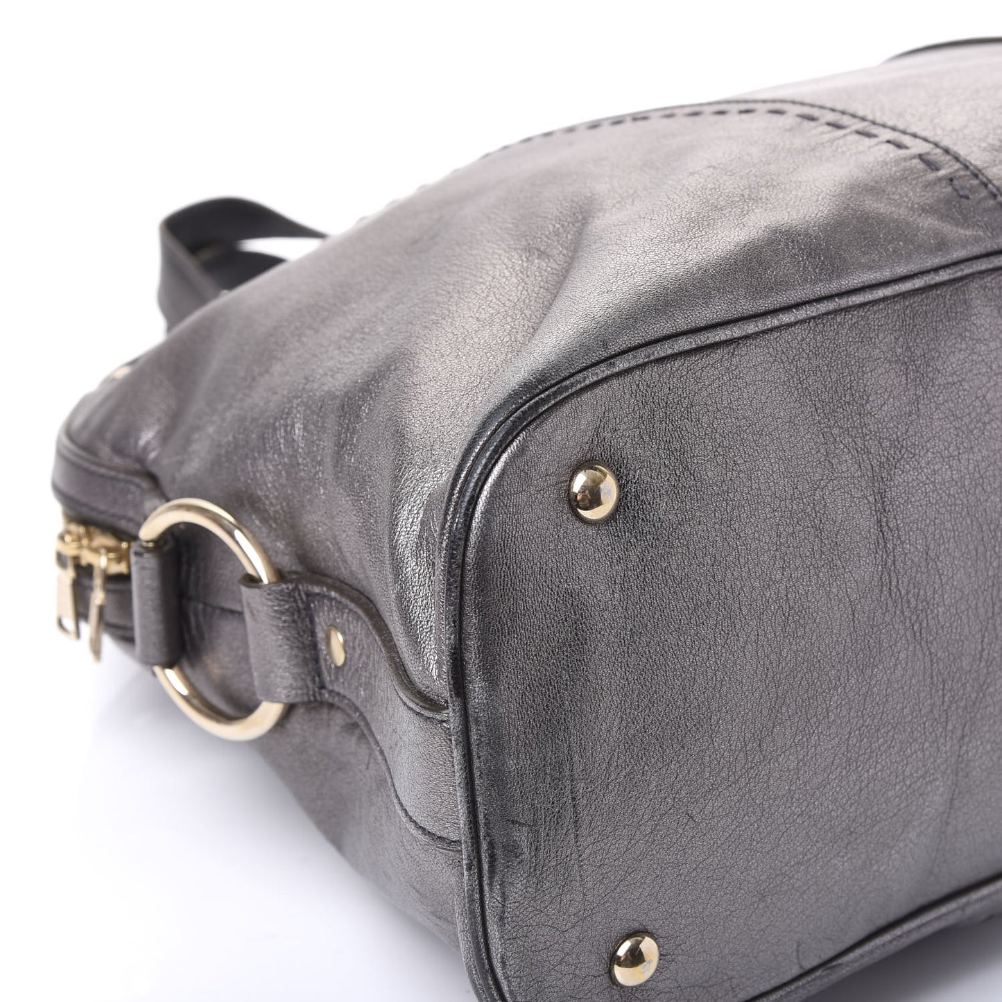 Metallic Calfskin Oversized Muse Silver