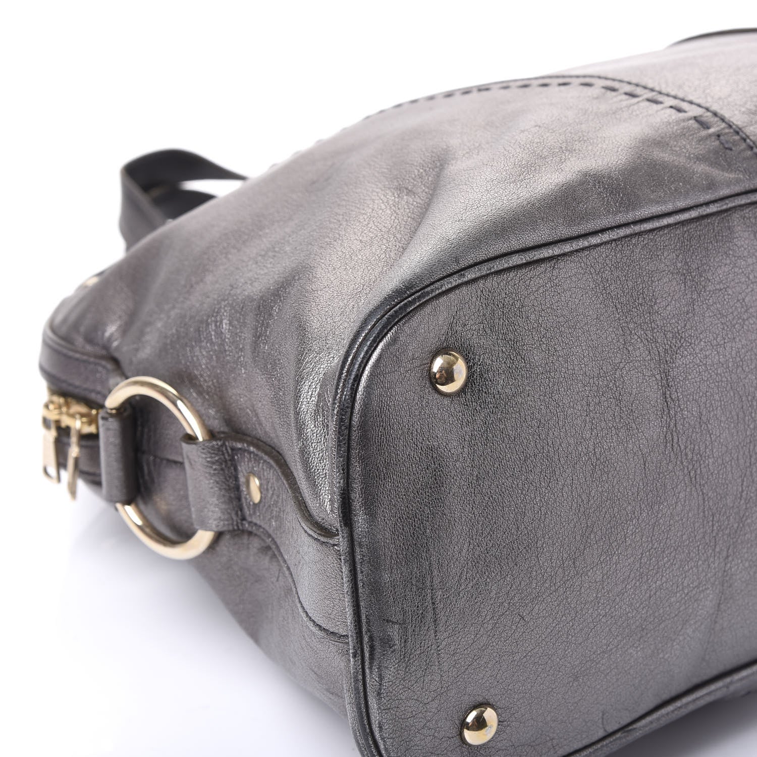 Saint Laurent Metallic Calfskin Oversized Muse Silver 5 of 12