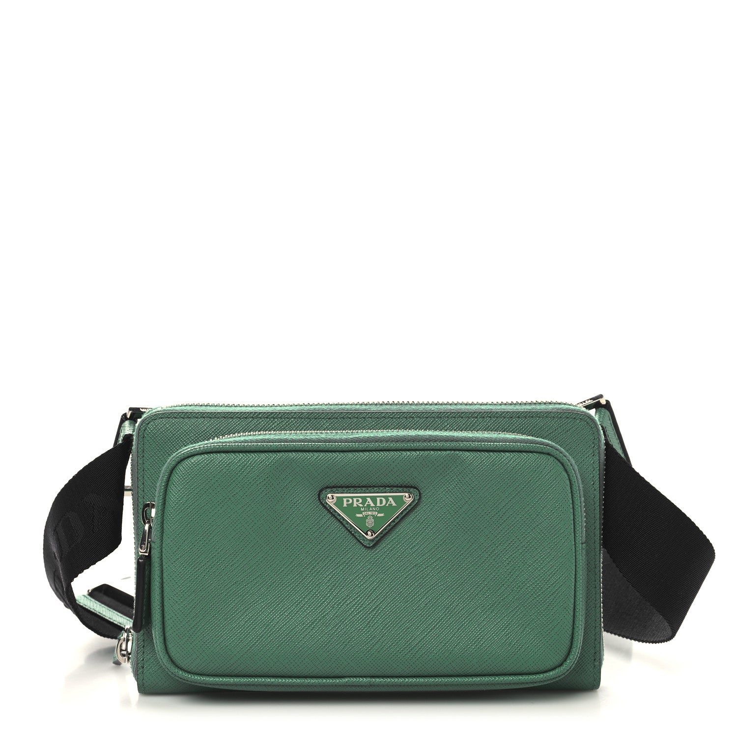 Prada Saffiano Travel Double Zip Belt Bag Mango 1 of 11