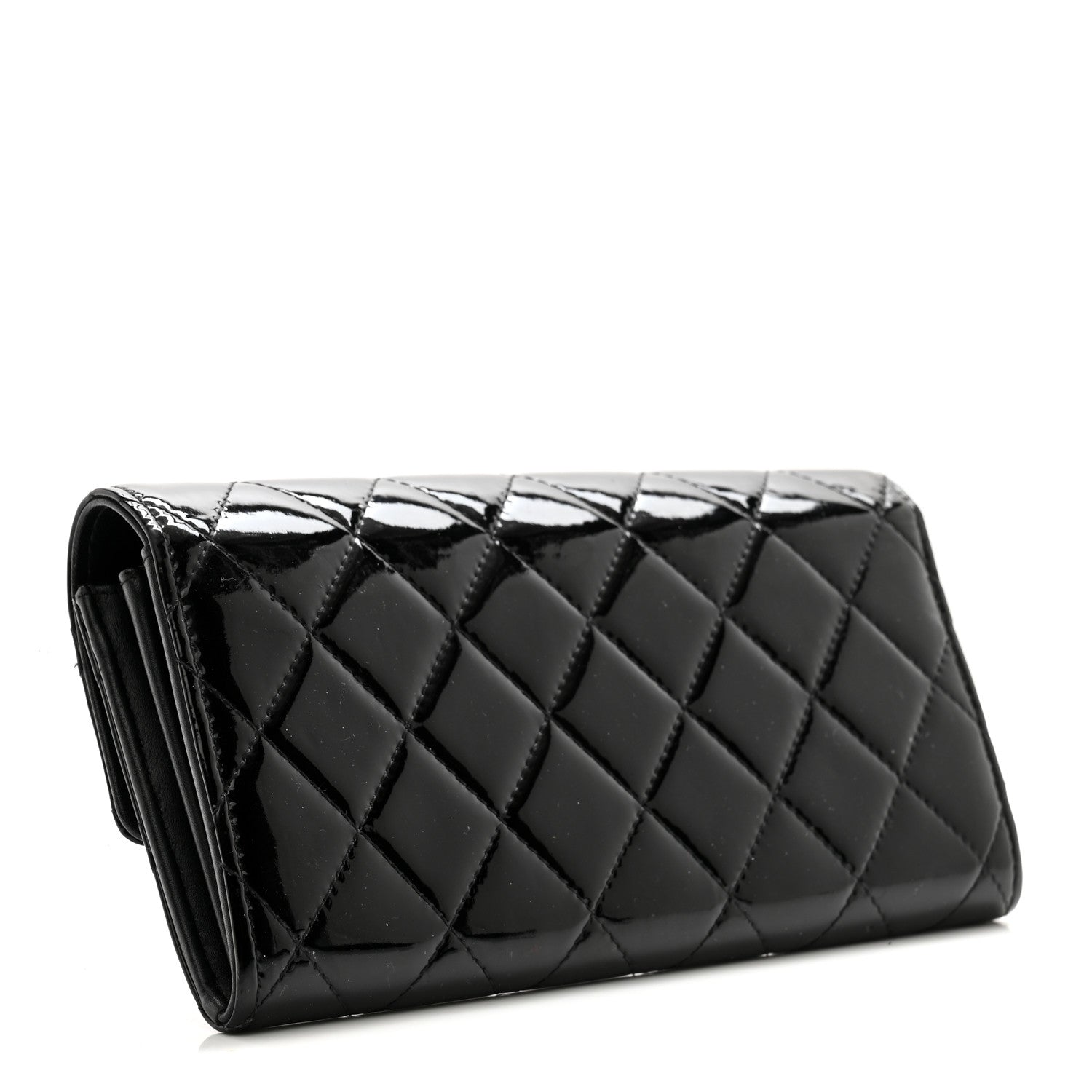 Chanel Patent Quilted Large Brilliant Flap Wallet Black 3 of 9