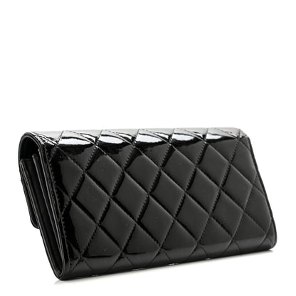 Chanel Patent Quilted Large Brilliant Flap Wallet Black 3 of 9