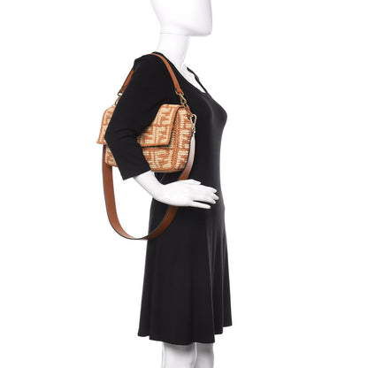 Fendi Raffia Vitello Seta FF Woven Large Baguette Brick Natural 3 of 13