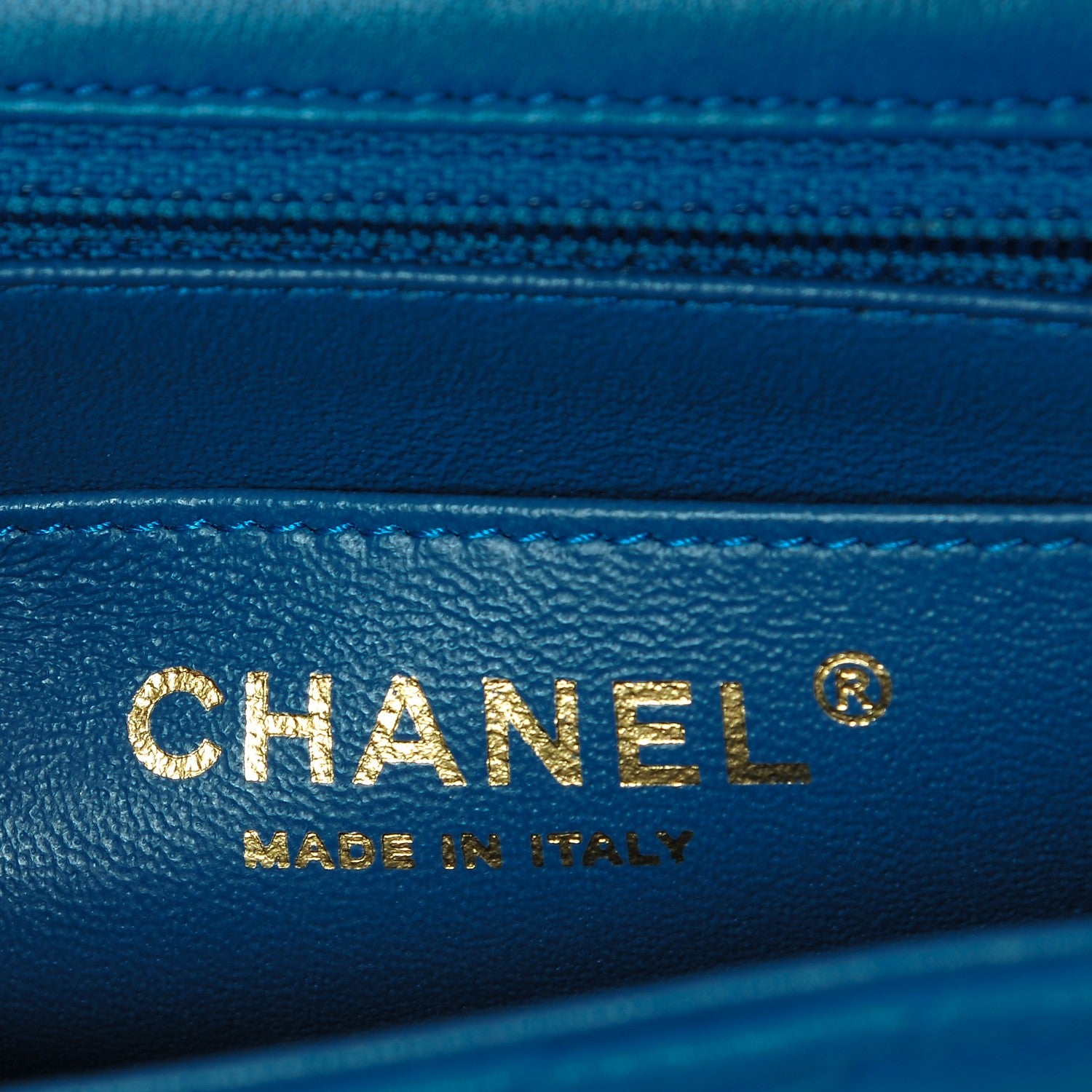 Chanel Lambskin Chevron Quilted Mini Square Flap Blue 6 of 7