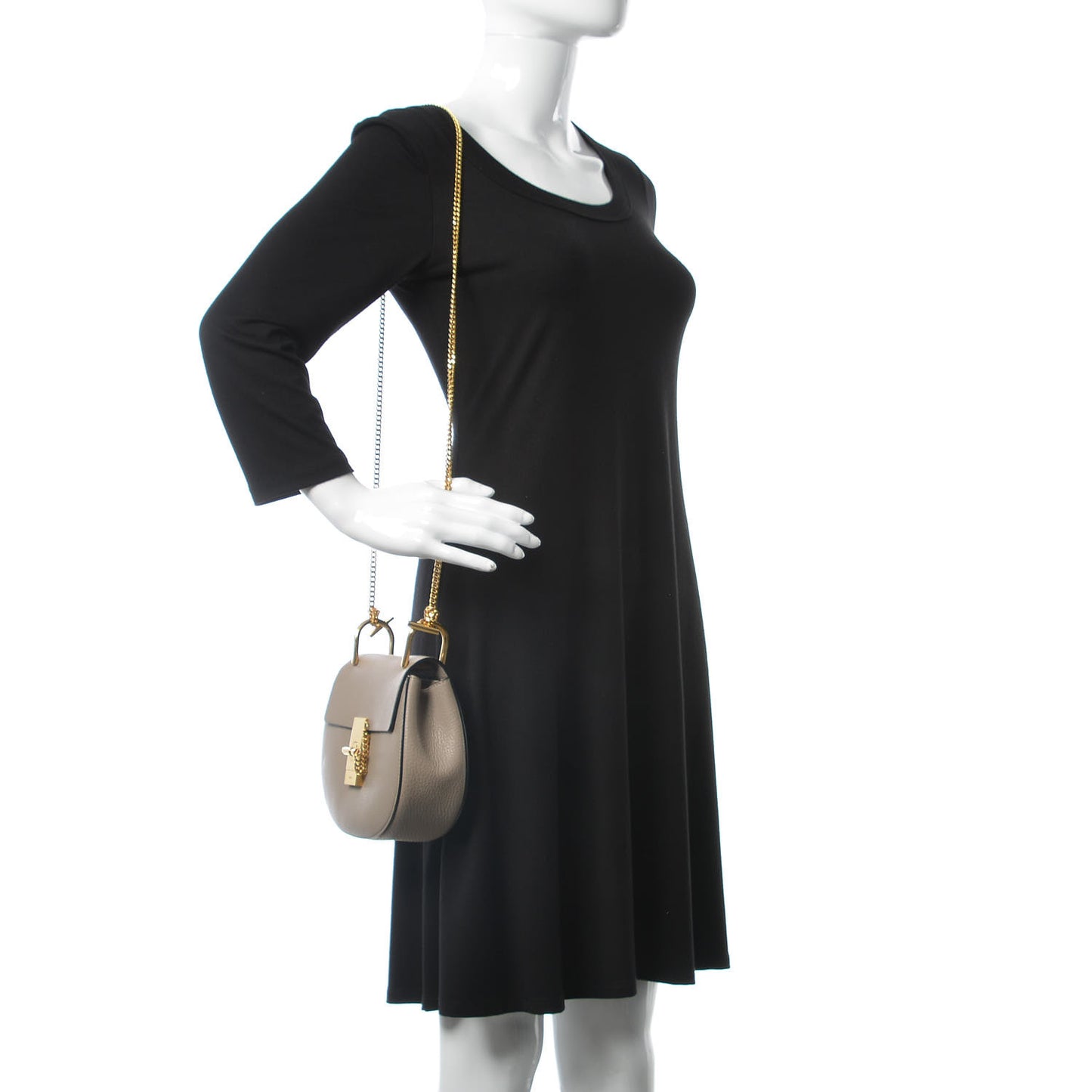 Grained Lambskin Mini Drew Shoulder Bag Motty Grey