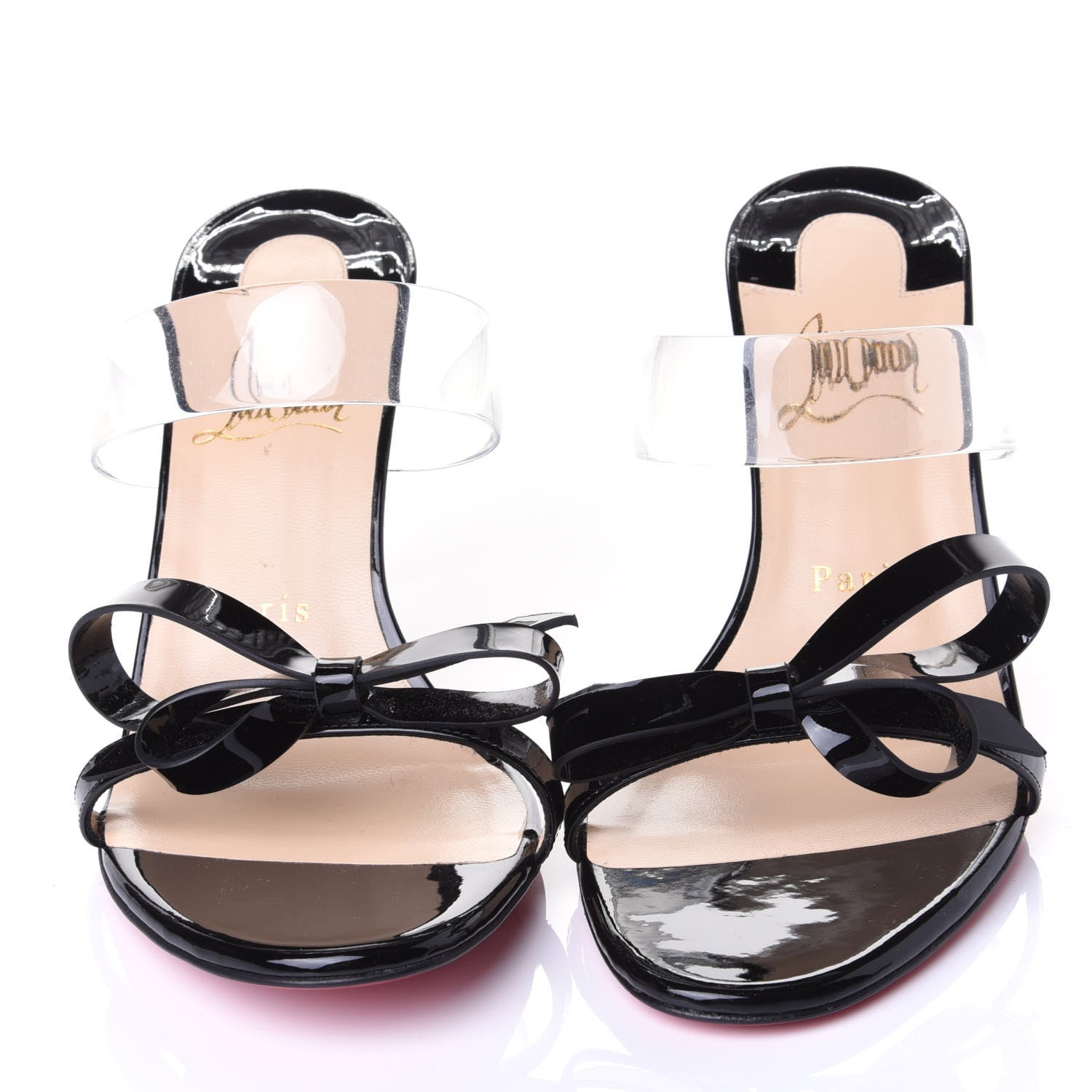 Christian Louboutin Patent PVC Just Nodo 85 Slide Sandals 39 Black 5 of 10