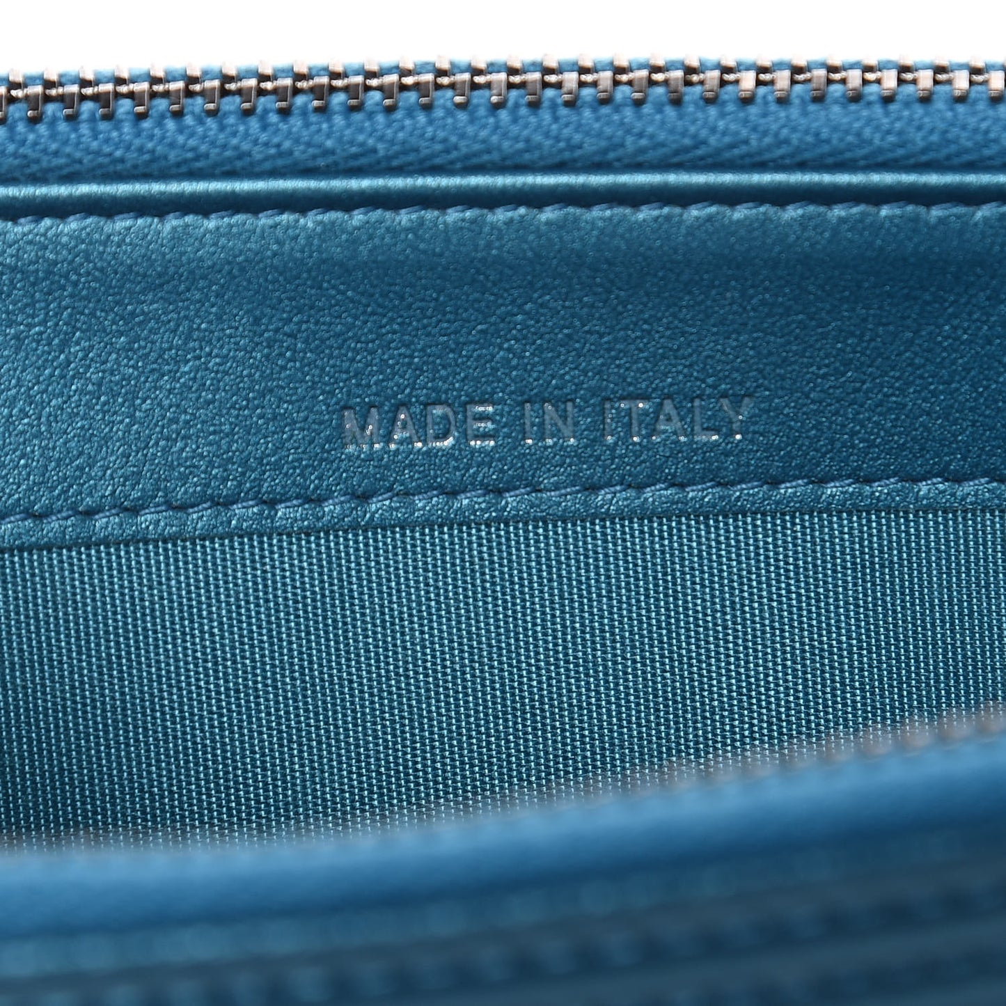 Metallic Caviar Quilted Small Boy Clutch With Chain Turquoise