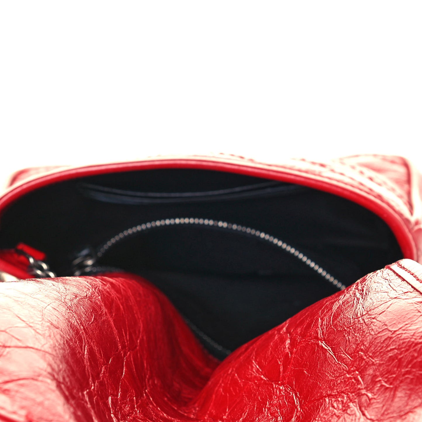 Crinkled Calfskin Matelasse Monogram Niki Chain Wallet Red
