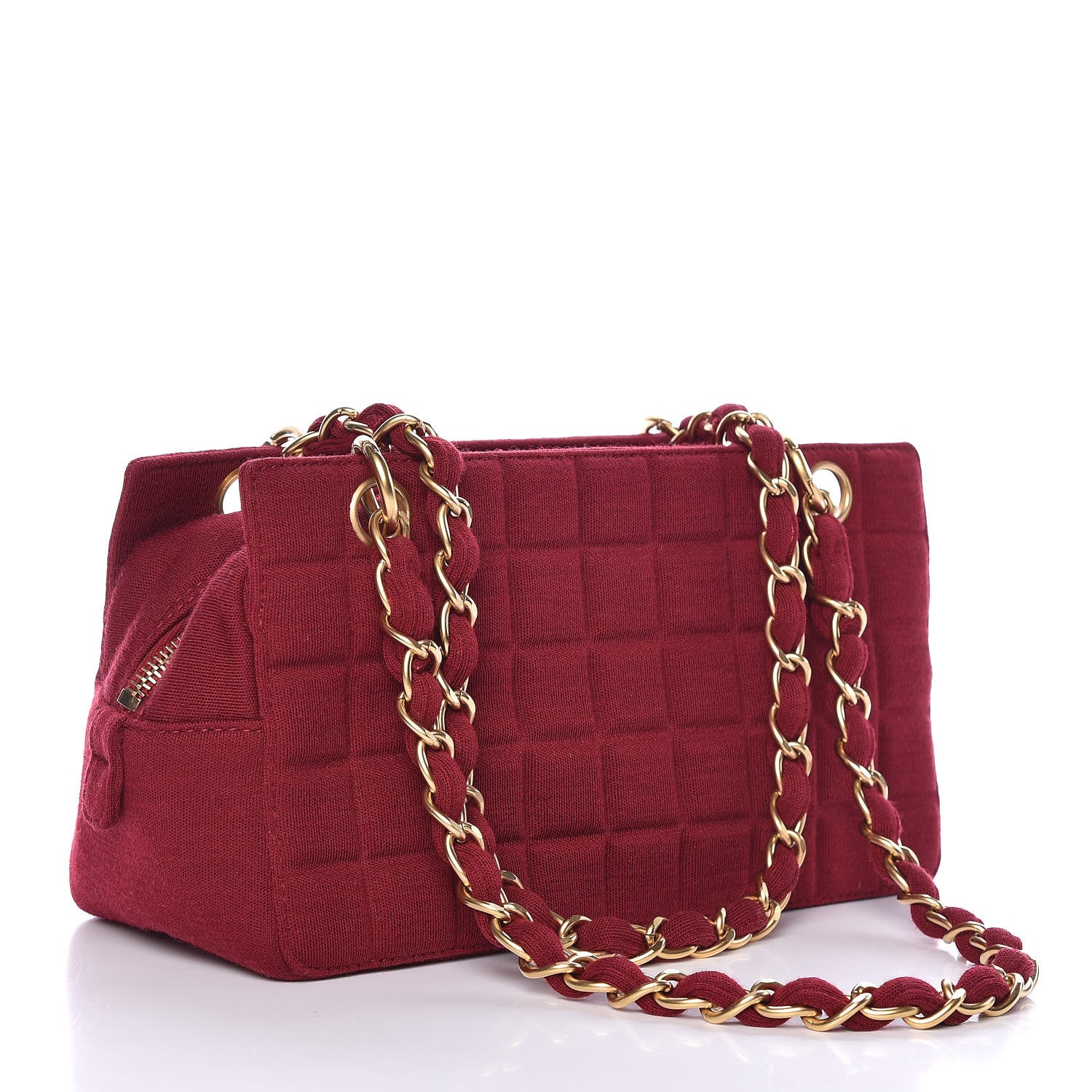 Chanel Jersey Quilted Petite Timeless Tote PTT Dark Red 3 of 10