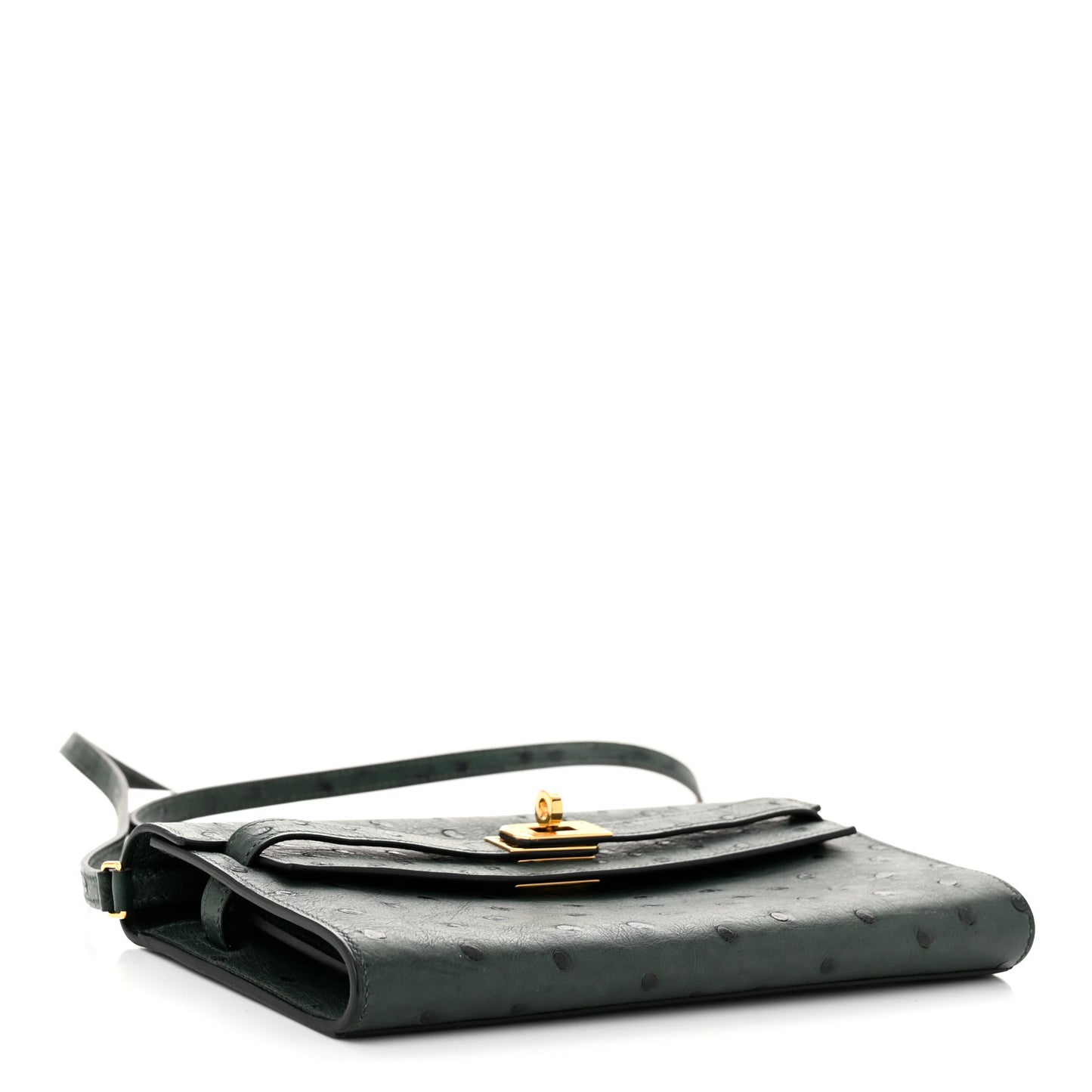 Ostrich Kelly Wallet To Go Vert Titien