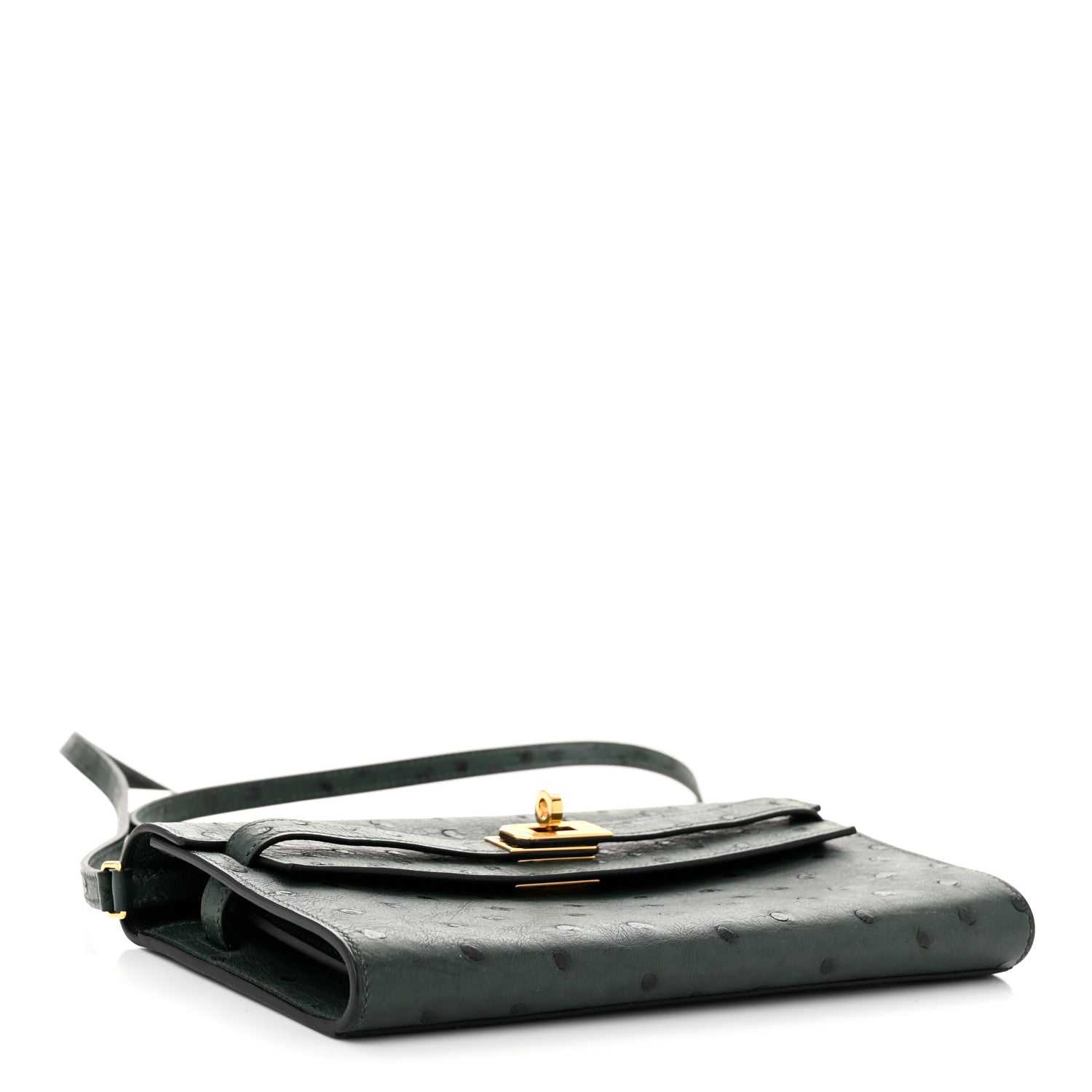 Hermes Ostrich Kelly Wallet To Go Vert Titien 4 of 11