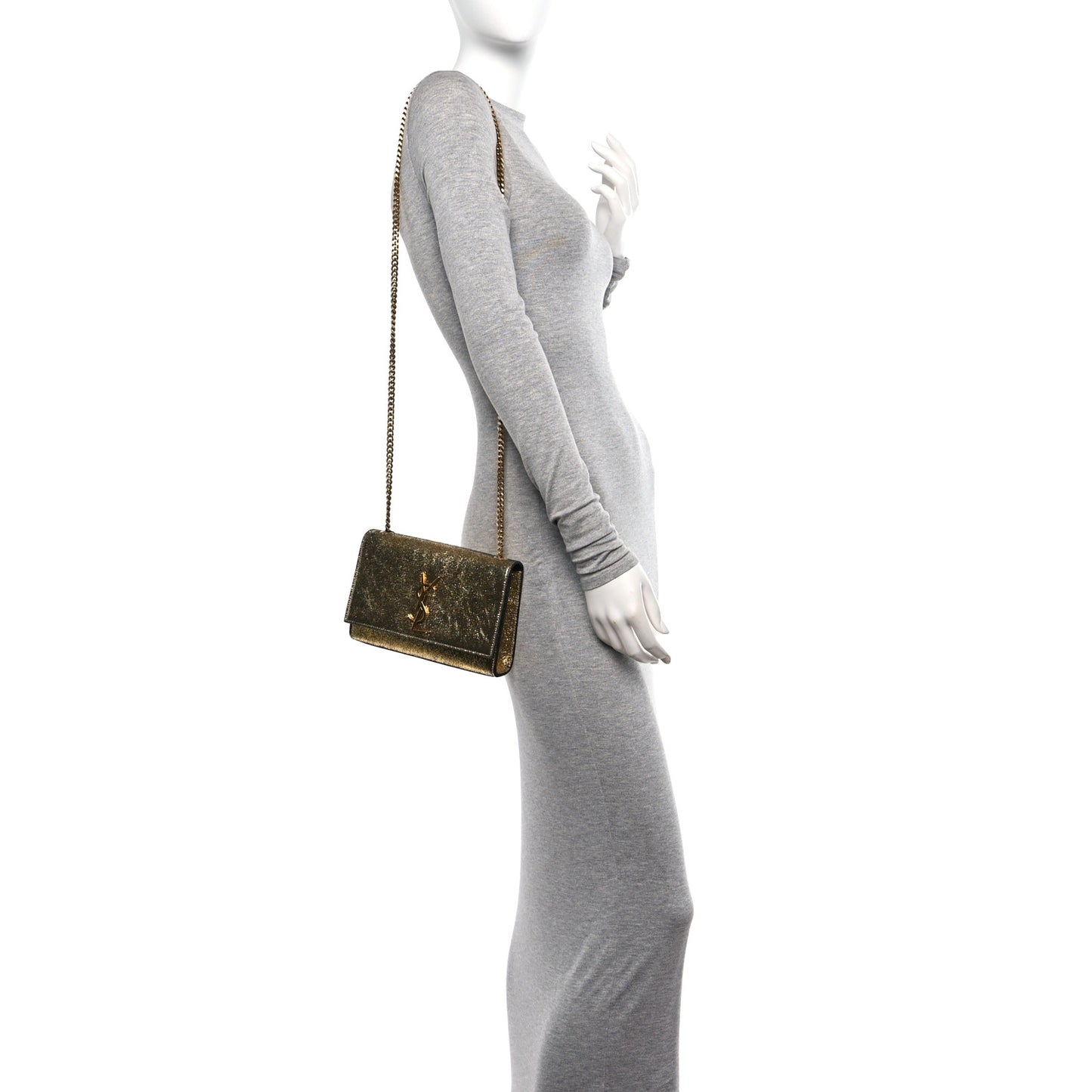 Metallic Calfskin Small Classic Monogram Kate Satchel Oro