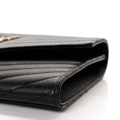 Saint Laurent Grain De Poudre Matelasse Chevron Monogram Envelope Clutch Black 8 of 8