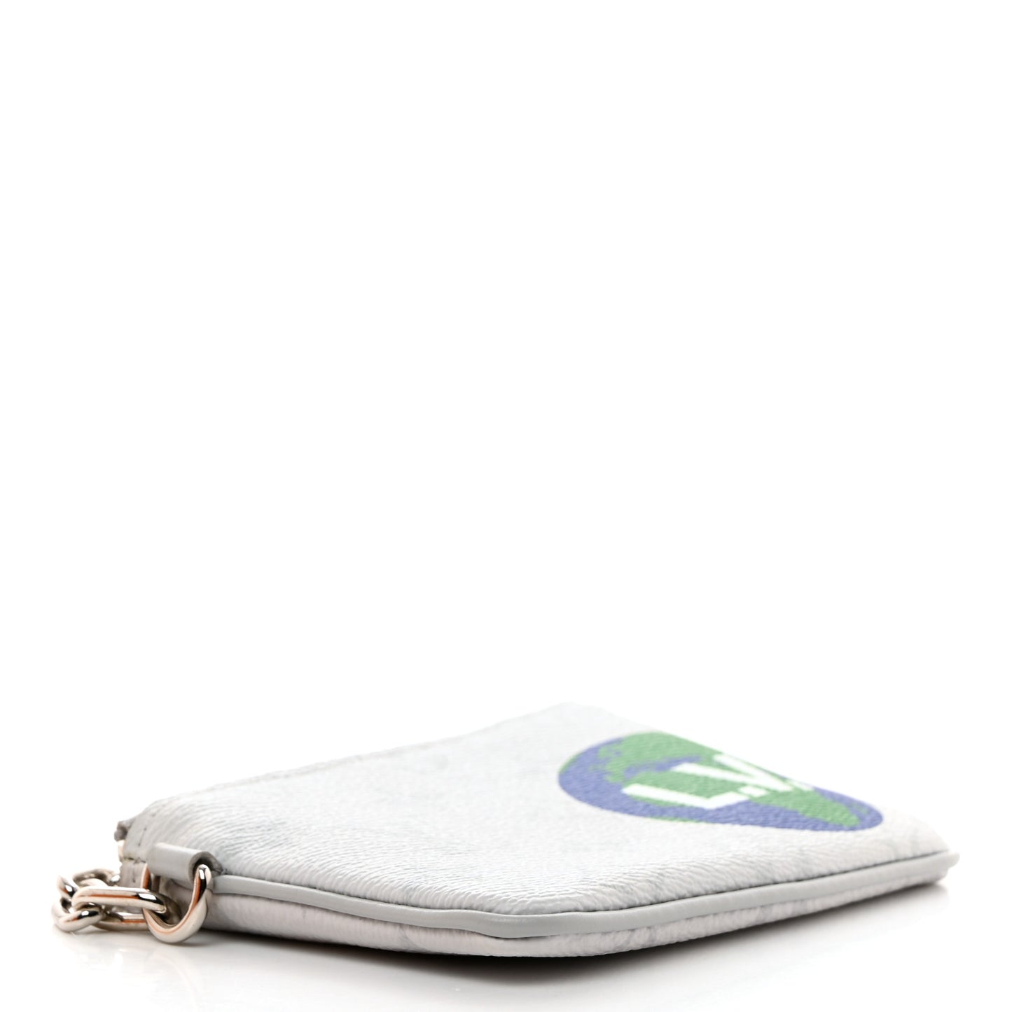 Monogram Stickers Key Pouch White