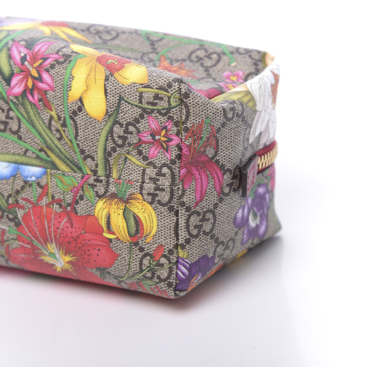 Gucci Soft GG Supreme Monogram Flora Calfskin Medium Ophidia Cosmetic Case Beige Ebony Multicolor Rosso 9 of 9