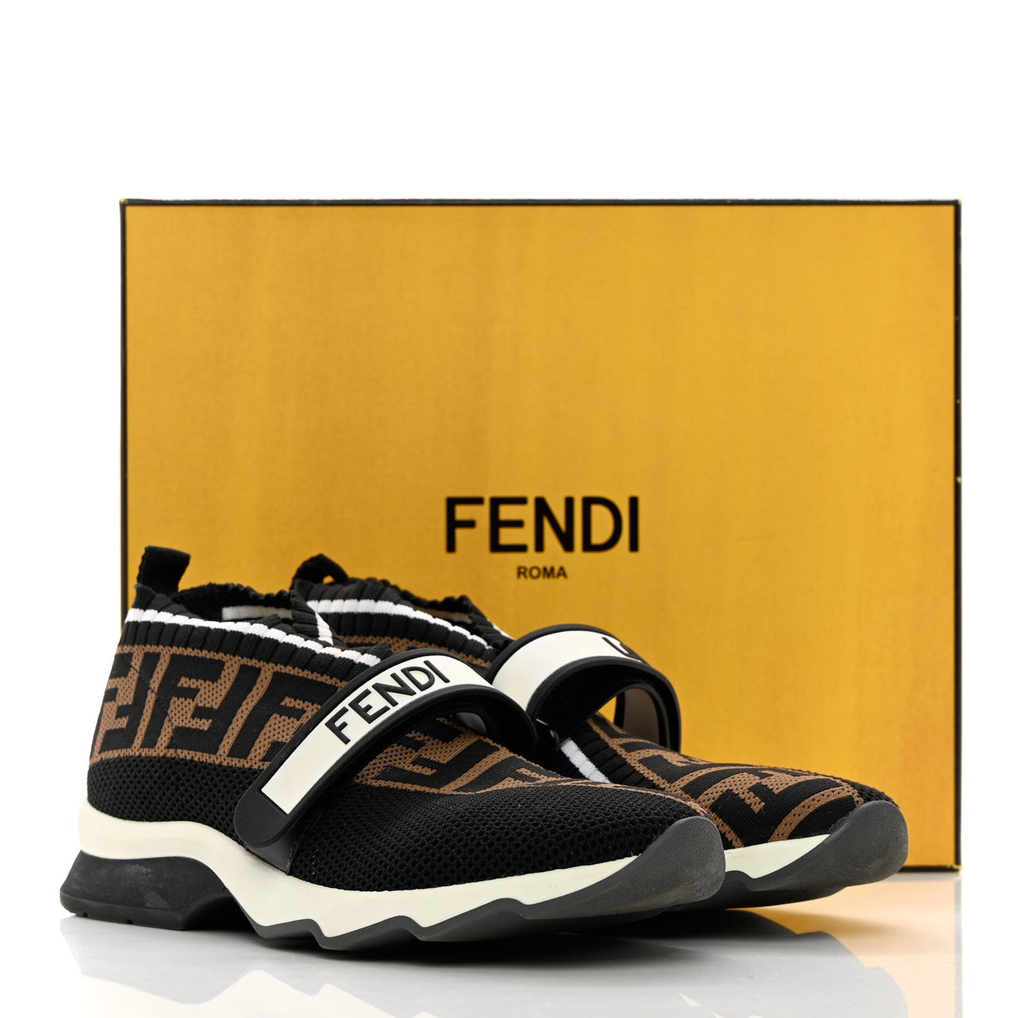 Stretch Yarn FF Stiff Band Rockoko Sneakers 38 Black White Tobacco
