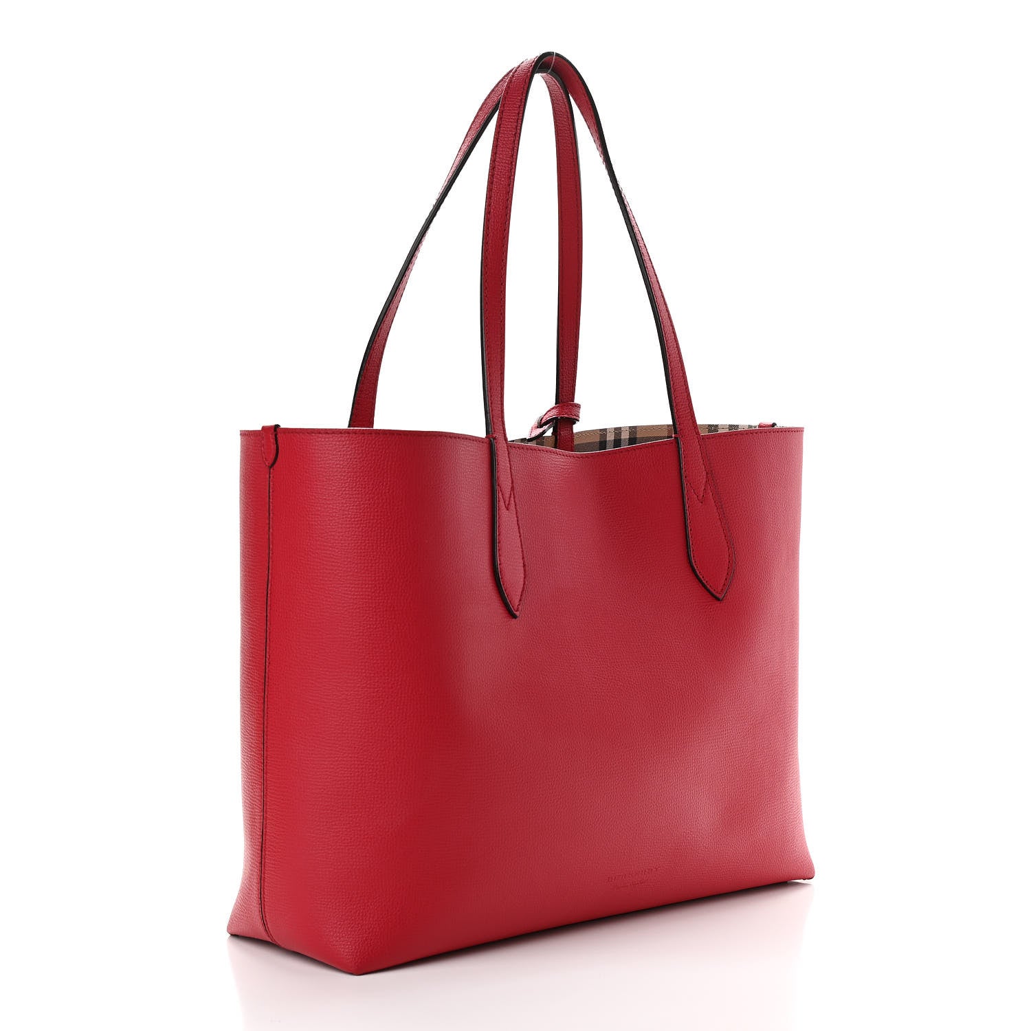 Burberry Haymarket Check Small Reversible Tote Poppy Red 4 of 26