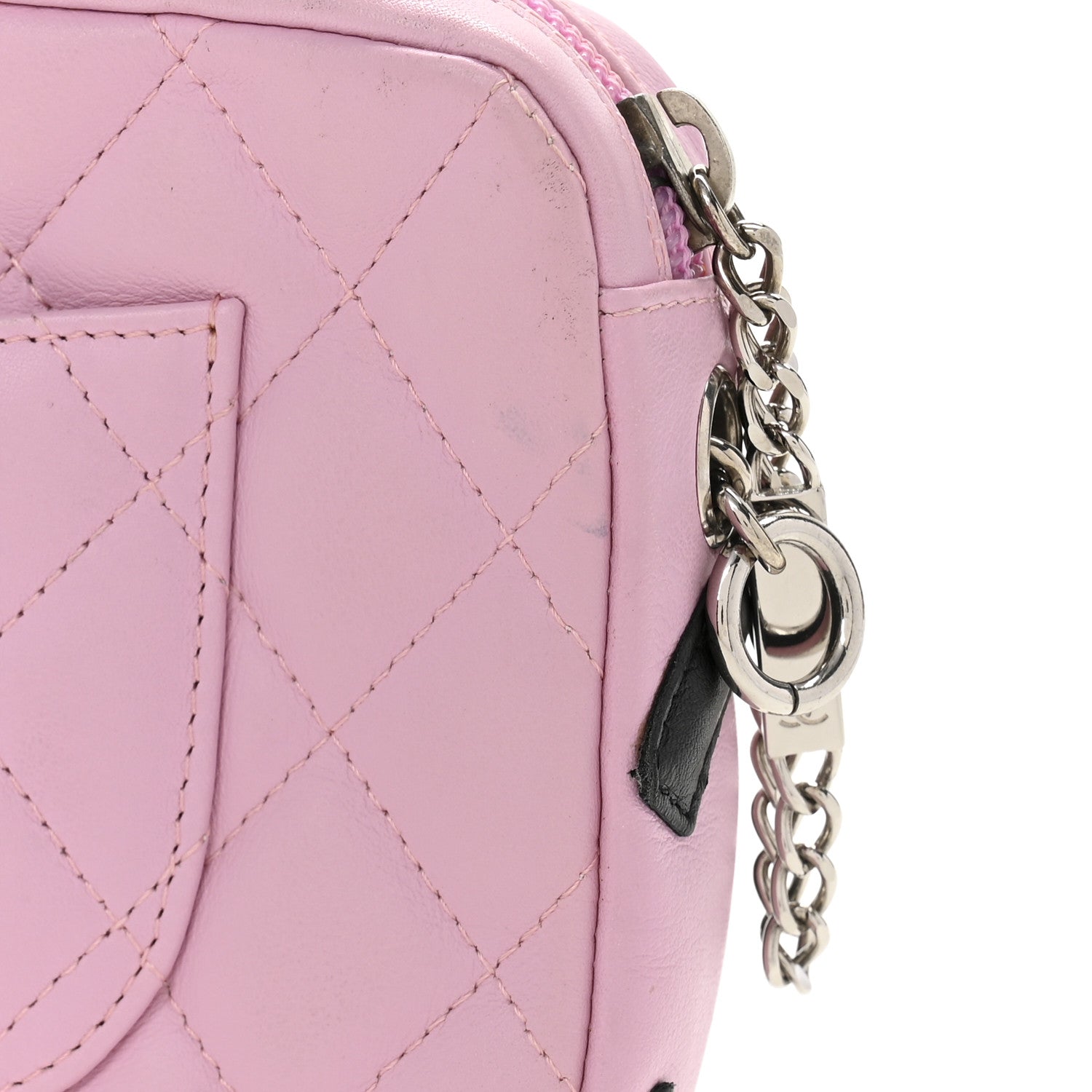 Chanel Calfskin Quilted Cambon Pochette Pink Black 9 of 9